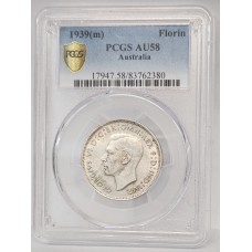 AUSTRALIA 1939 . FLORIN . PCGS AU58